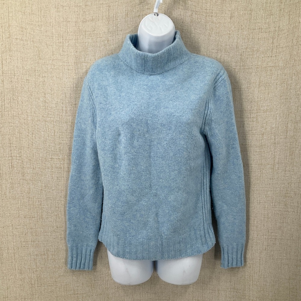 Point Sur Sweater Women S Pastel Blue Wool Alpaca Mock Neck Classic Minimalist
